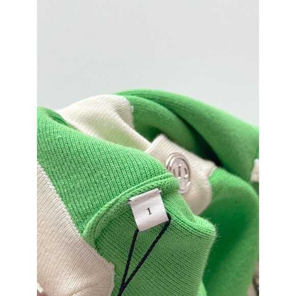 NWT SANDRO Murcie Green Ivory Knit Boxy Crest Button Cardigan Sweater, Size 1/S - Picture 13 of 16